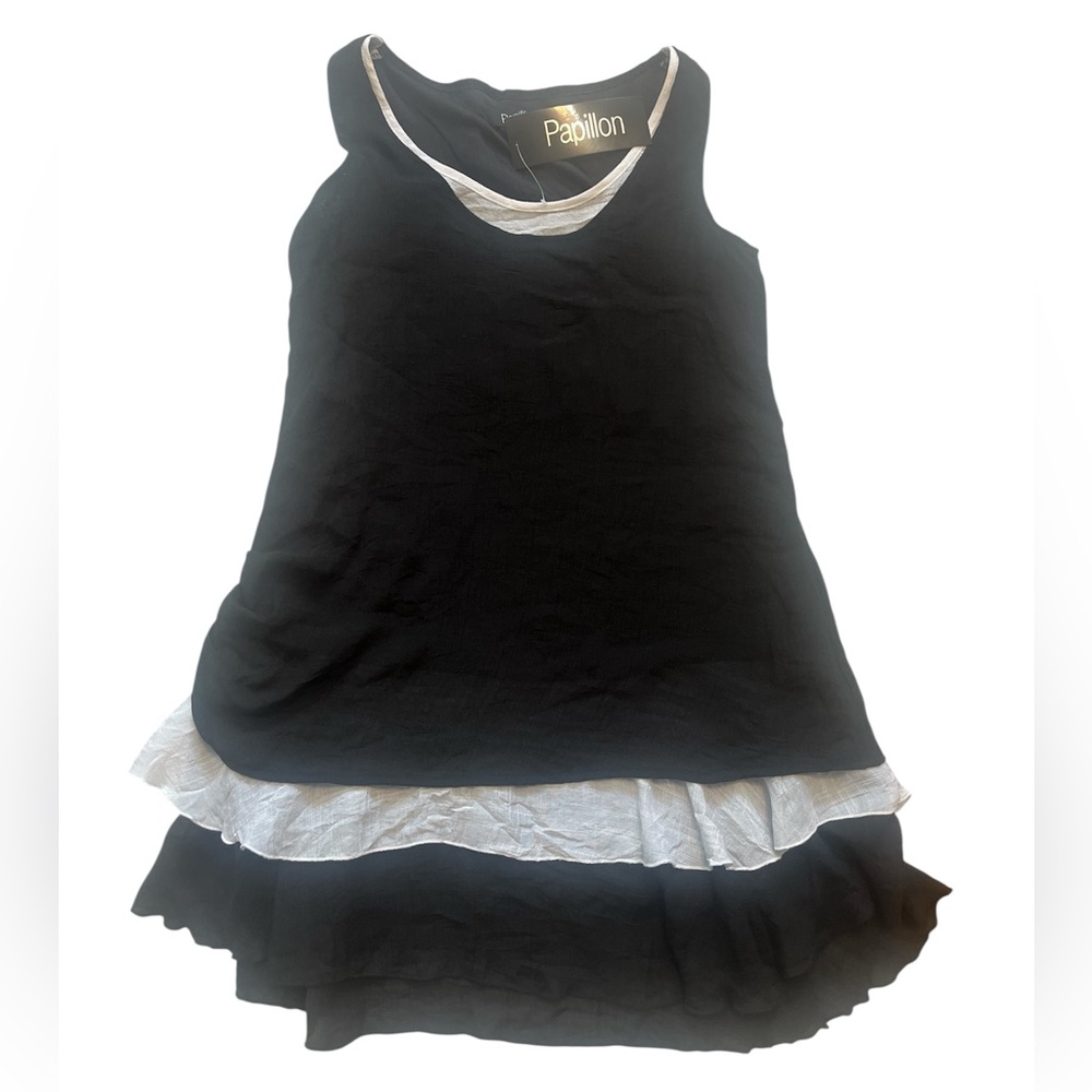 ✨NWT ✨Papillon Blanc Black and White Layered Dress